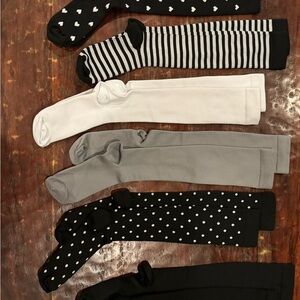 Set of Black, White, and Gray Knee High Socks